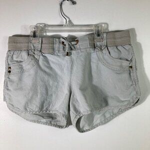 Womens LINEN by Basix Of America Linen Cotton Shortie Shorts Gray L